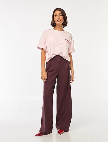 Pantalon large taille haute à 5 poches