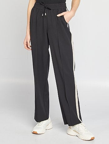 Pantalon large taille haute avec bandes contrastantes
