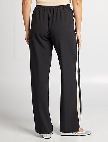 Pantalon large taille haute avec bandes contrastantes