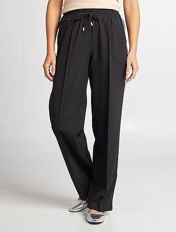 Pantalon large taille haute avec bandes contrastantes