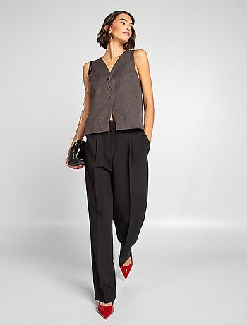 Pantalon large uni à taille haute