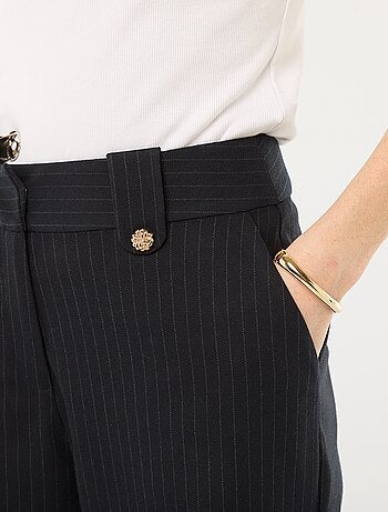 Pantalon large uni avec ouverture zippée et par crochet