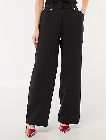 Pantalon large uni avec ouverture zippée et par crochet