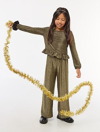 Pantalon large wide leg fit en maille bisou