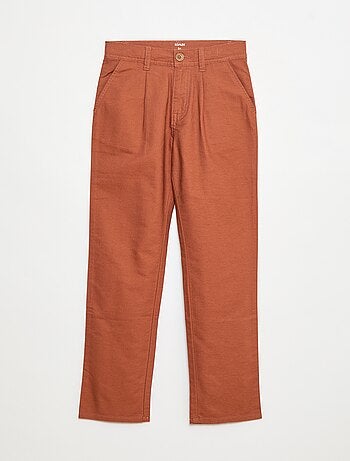 Pantalon léger effet lin en oxford