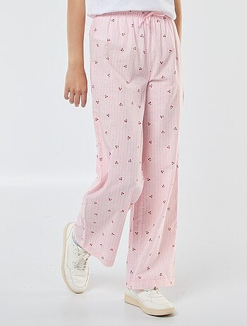 Pantalon léger rayé imprimé 'cerises'