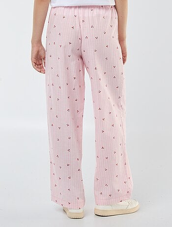 Pantalon léger rayé imprimé 'cerises'