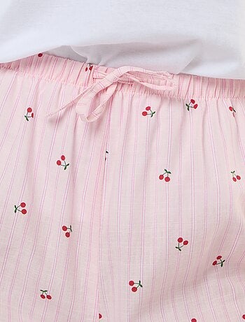Pantalon léger rayé imprimé 'cerises'