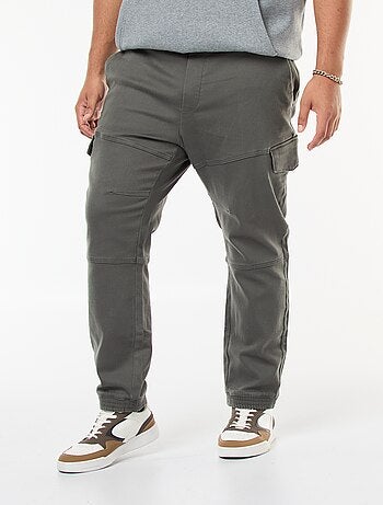 Pantalon multipoches uni avec ceinture élastiquée