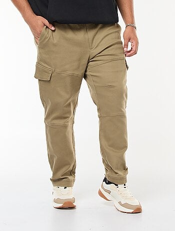 Pantalon multipoches uni avec ceinture élastiquée