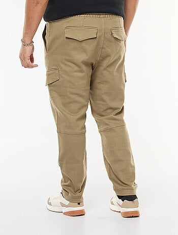 Pantalon multipoches uni avec ceinture élastiquée