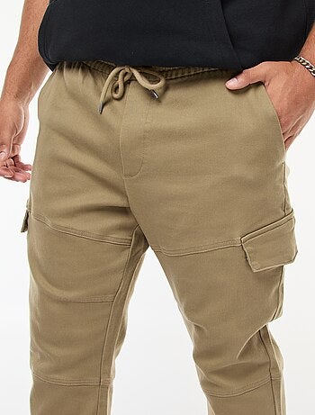 Pantalon multipoches uni avec ceinture élastiquée