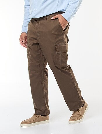 Pantalon multipoches uni avec passant pour ceinture