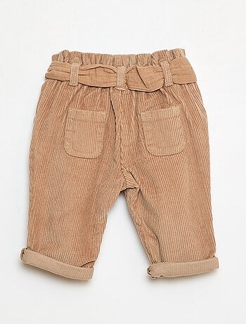 Pantalon paperbag en velours côtelé