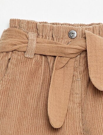 Pantalon paperbag en velours côtelé