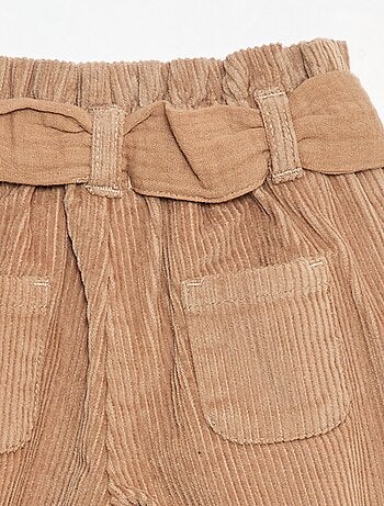 Pantalon paperbag en velours côtelé