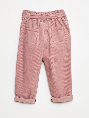 Pantalon paperbag en velours côtelé