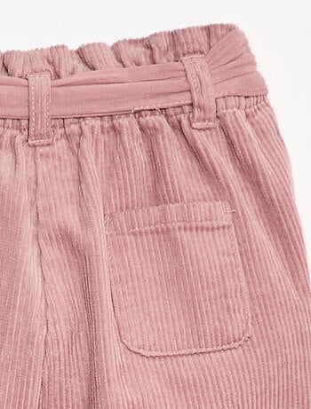 Pantalon paperbag en velours côtelé