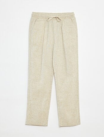 Pantalon regular en lin