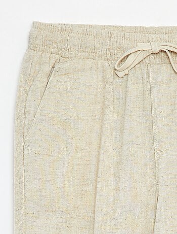 Pantalon regular en lin
