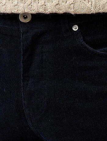 Pantalon regular fit en velours uni