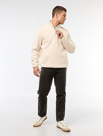 Pantalon regular fit en velours uni