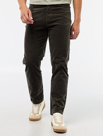Pantalon regular fit en velours uni