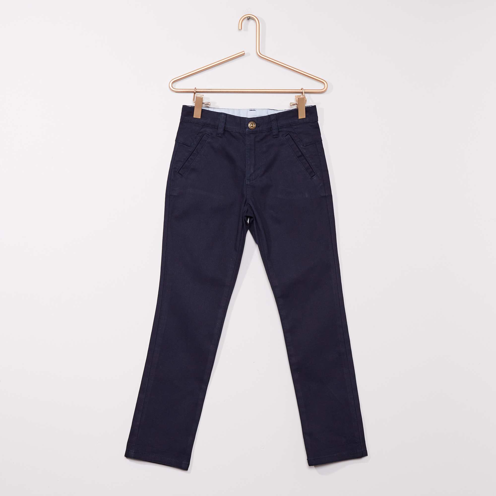 Pantalon slim en coton stretch garçon bleu marine Kiabi