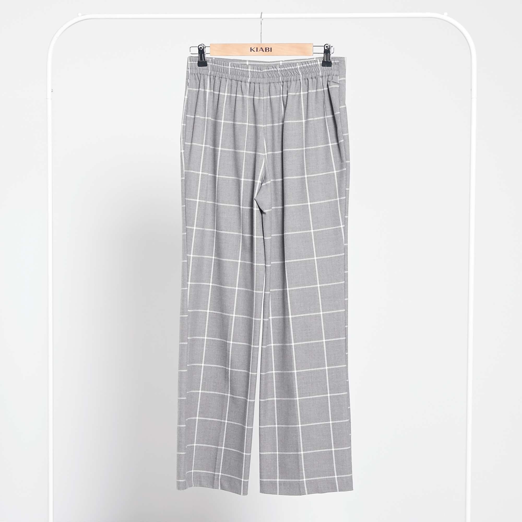 Pantalon taille haute à carreaux Femme - carreaux gris - Kiabi - 18,00€