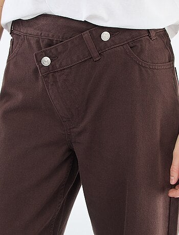 Pantalon twill ouverture asymétrique