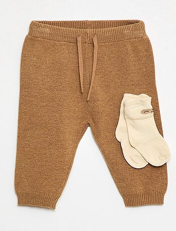 Pantalon uni en maille + chaussettes - 2 pièces