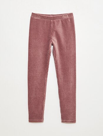 Pantalon uni en velours épais