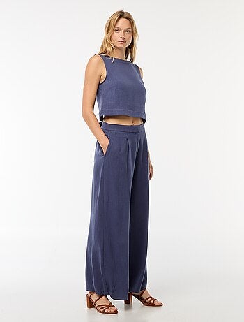 Pantalon uni jambes larges