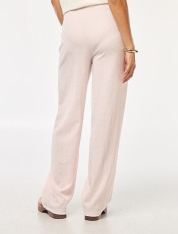 Pantalon vichy en maille gaufrée
