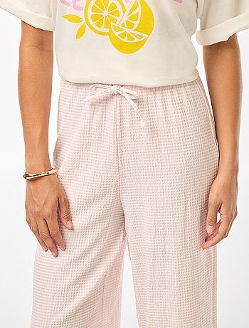 Pantalon vichy en maille gaufrée