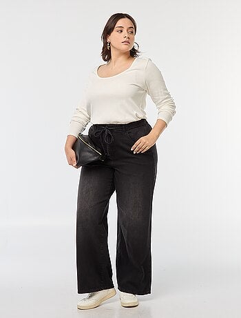 Pantalon wide leg denim brut