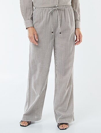 Pantalon wide leg en lin mélangé