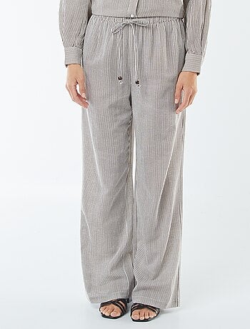 Pantalon wide leg en lin mélangé