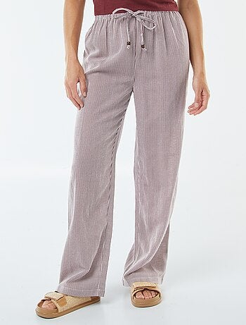 Pantalon wide leg en lin mélangé