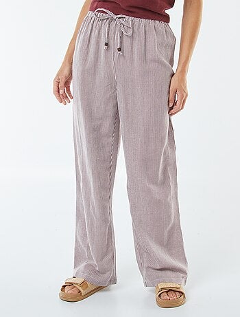 Pantalon wide leg en lin mélangé