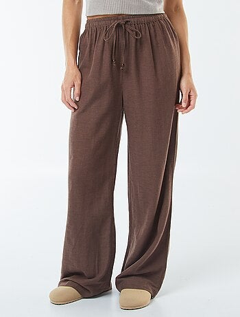 Pantalon wide leg en lin mélangé