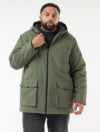 Parka à capuche avec poches plaquées double entrée doublées polaire