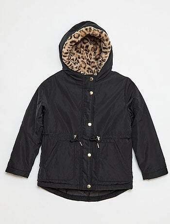 Parka à capuche doublée en fausse fourrure