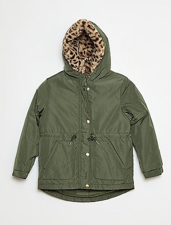 Parka à capuche doublée en fausse fourrure