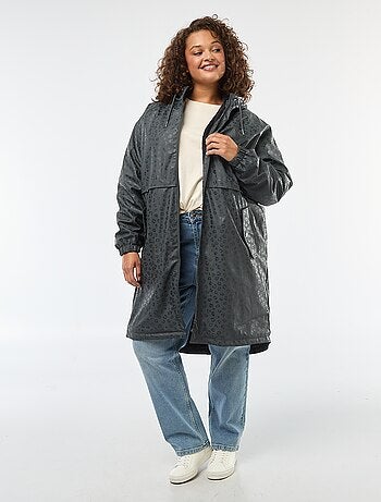Parka de pluie à capuche avec doublure en fausse fourrure