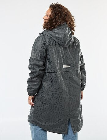 Parka de pluie à capuche avec doublure en fausse fourrure