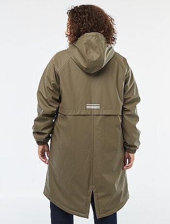 Parka de pluie à capuche avec doublure en fausse fourrure