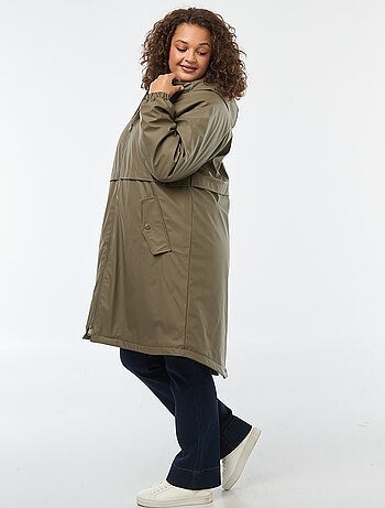 Parka de pluie à capuche avec doublure en fausse fourrure