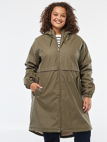 Parka de pluie à capuche avec doublure en fausse fourrure