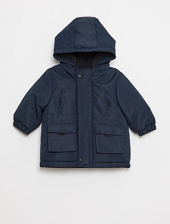 Parka déperlante à capuche avec doublure effet moutonné
